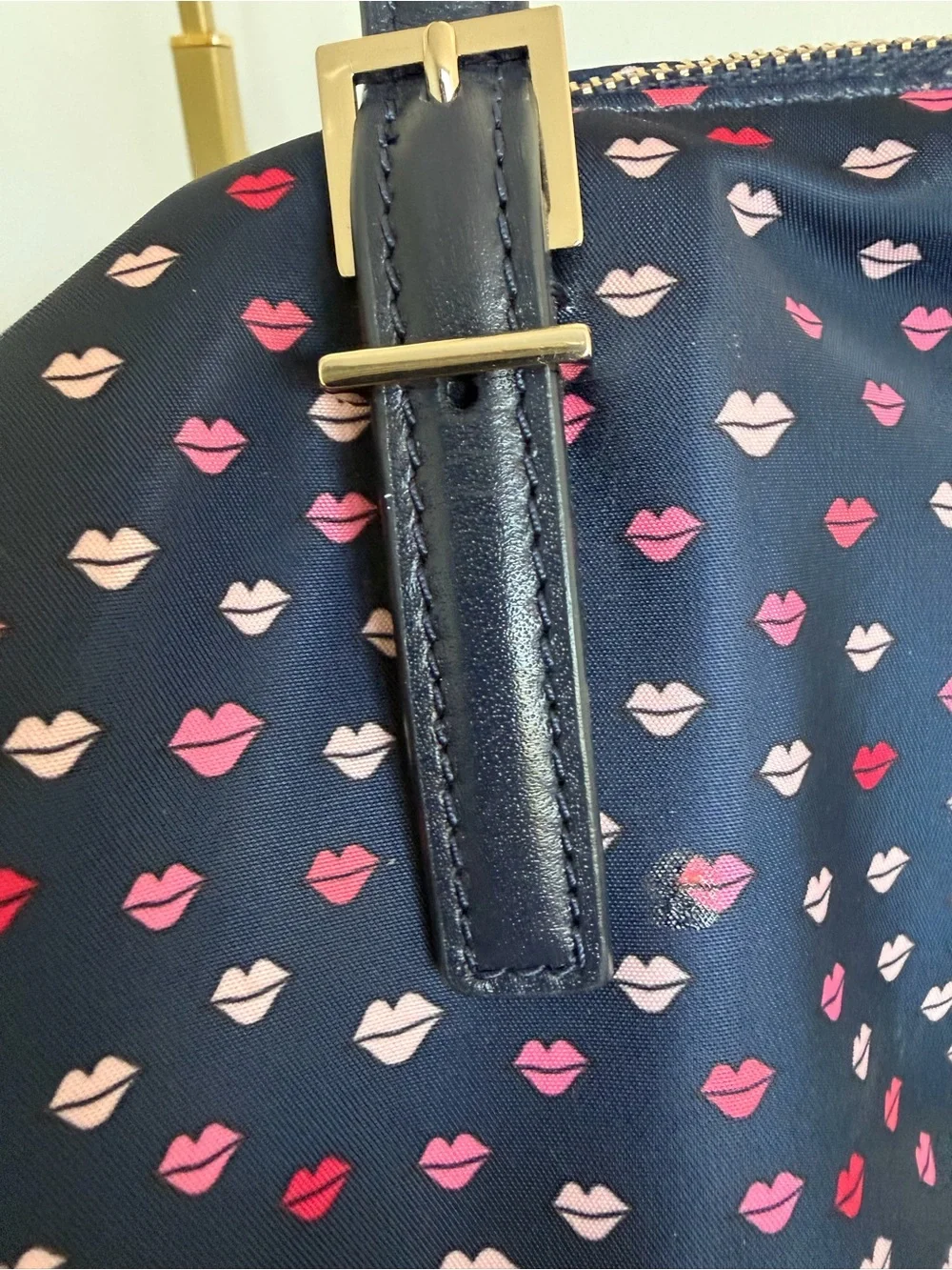 Kate Spade Watson Lane Maya Lip Print Nylon Tote Navy Multi